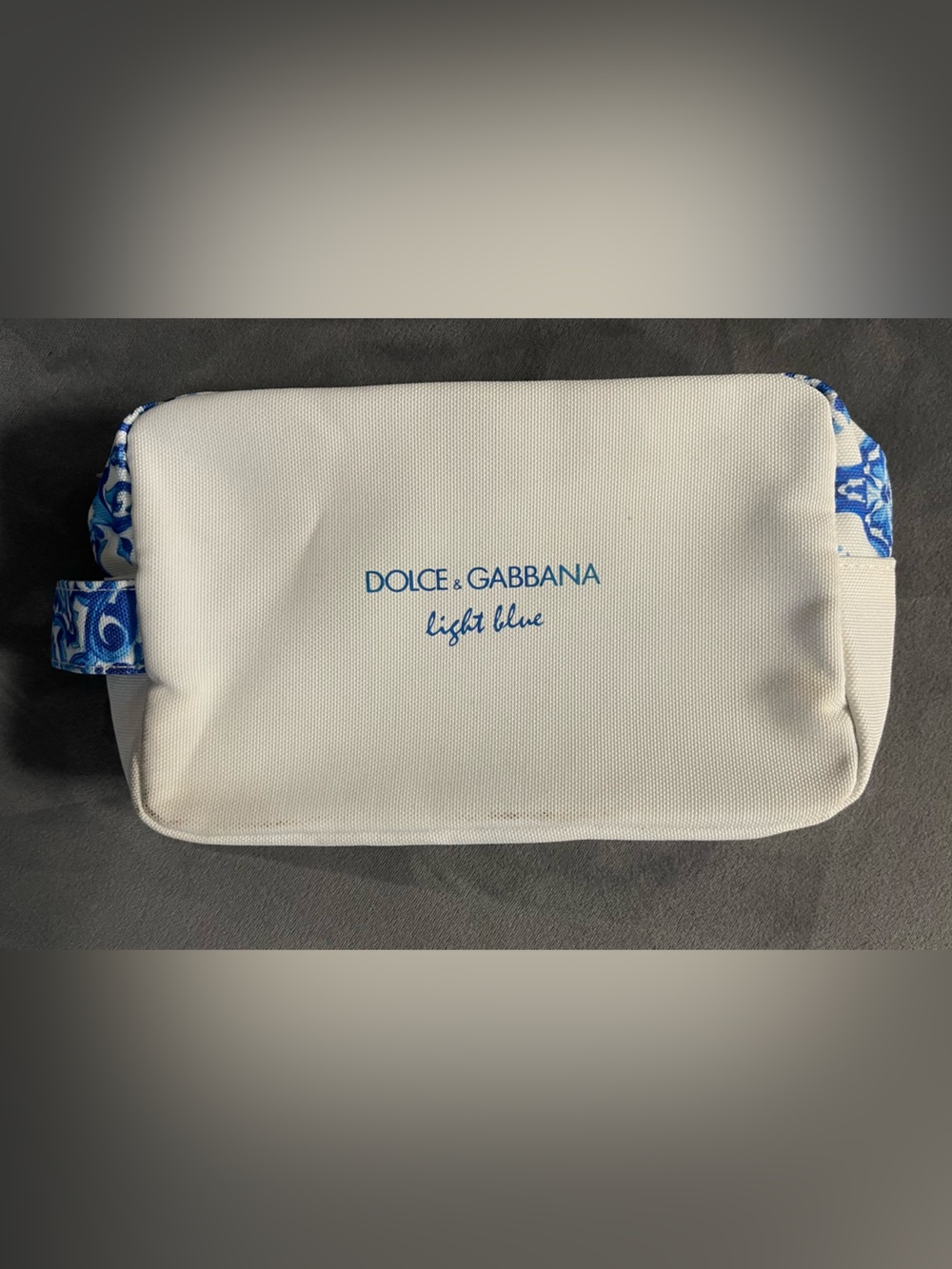 Dolce & Gabbana White & Blue Logo Cosmetic Toiletry Pouch